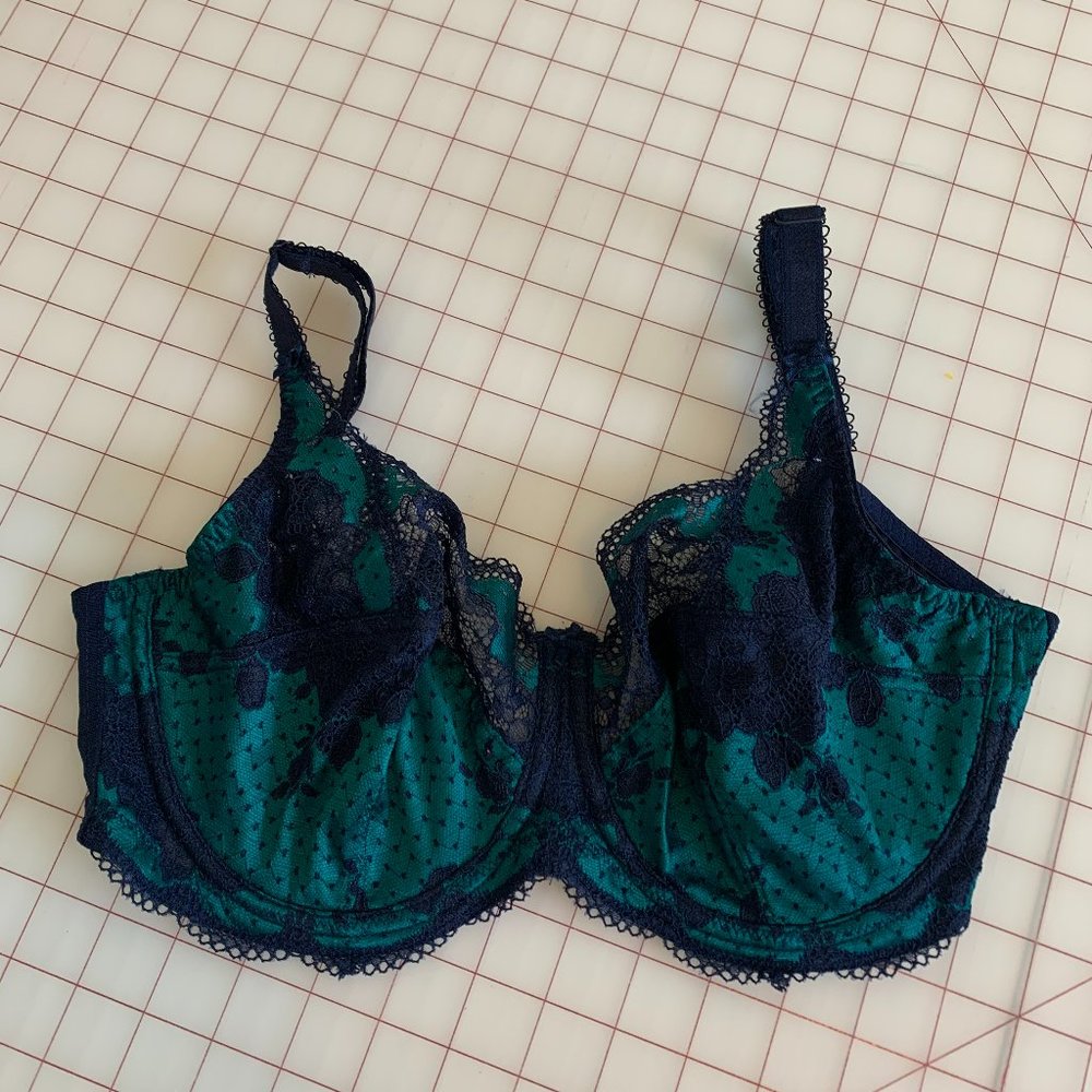 Panache Teal and Navy Lace Bra 34F